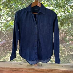 Banana Republic Factory Women's Long Sleeve Denim Shirt Dark Wash Size XXS